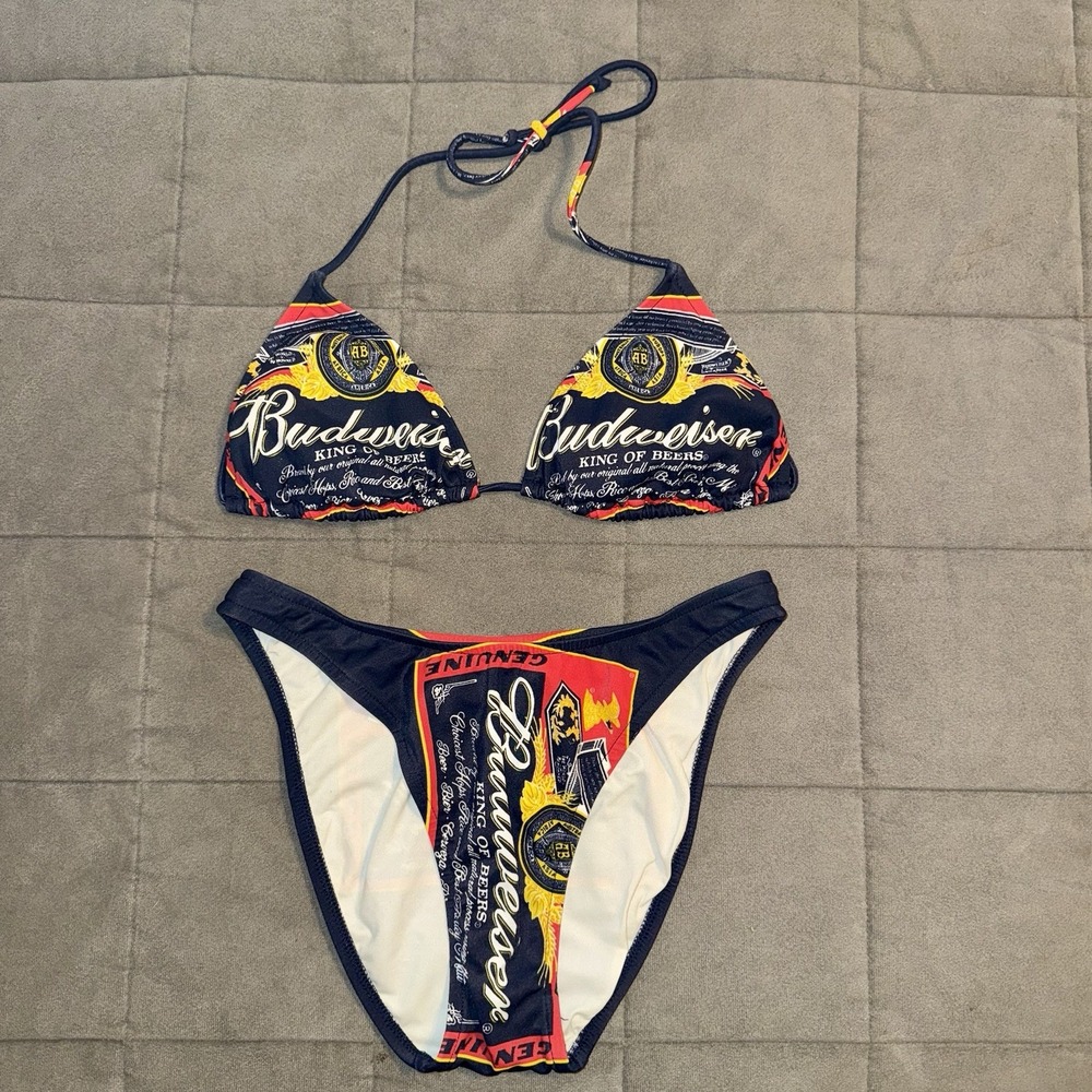 Vintage Budweiser Swim Suit Bikini 2002 Women's Size Large 2 Piece